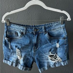 Distressed Denim Jean Shorts